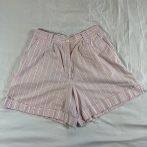 Roberto Orsini Shorts Pleated High Waist‎ Women's 6/8 Pink Striped Vintage